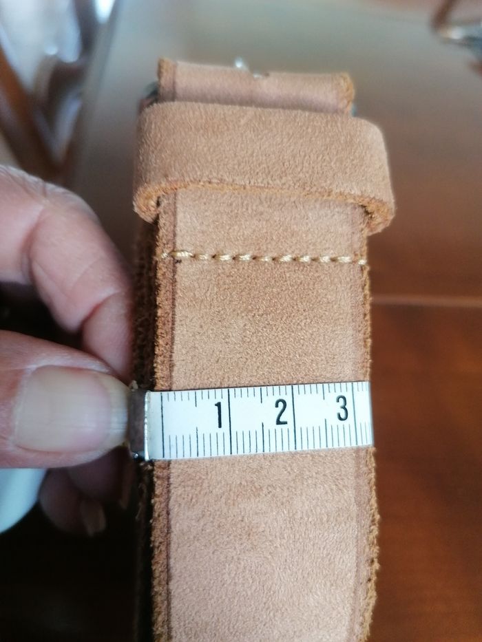 Ceinture Lascoste croûte de cuir marron clair - photo numéro 6