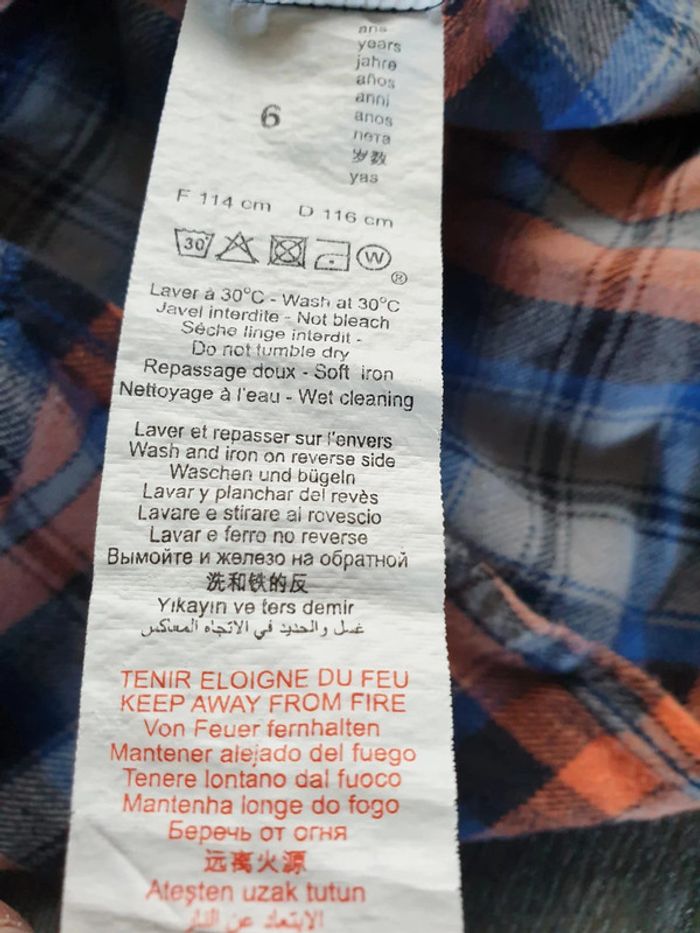 chemise à carreaux bleu/orange IKKS 6 ans - photo numéro 6