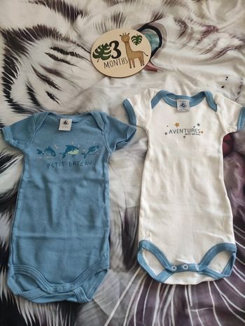 Lot de 2 body petit bateau 3 mois