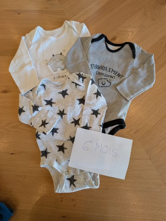 Lot de 3 bodies Gemo - Taille : 6 Mois