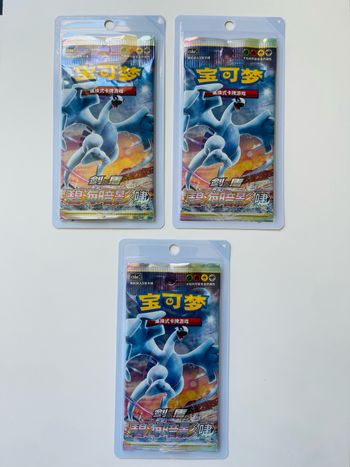 3 Boosters Cartes Pokémon Épée & Bouclier (Chinois)