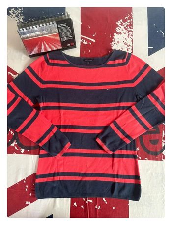 Sweat Tommy Hilfiger M/L rouge liserés bleu