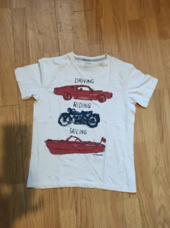 T-shirt Vertbaudet blanc voiture