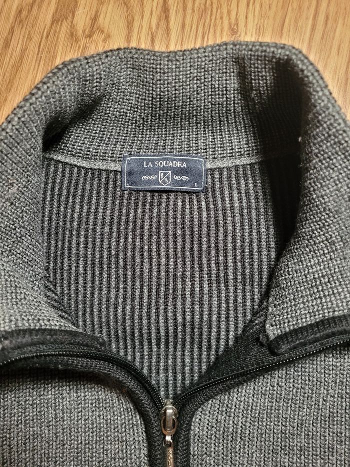 Pull Half Zip Col Camionneur Vintage Gris La Squadra - photo numéro 3