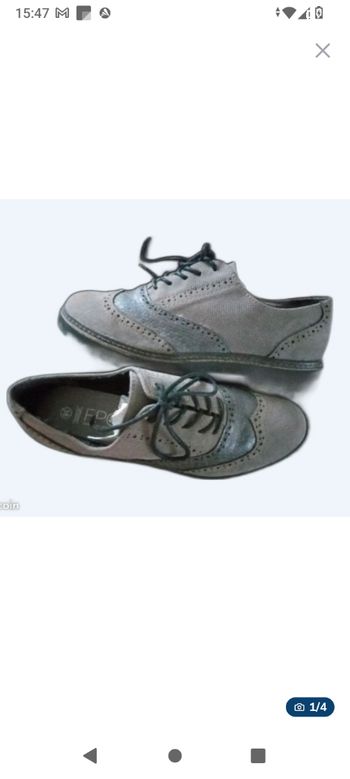 Chaussures,Derbies, basse pour  femme taille 38, hiver grise, noire FPC, lacet