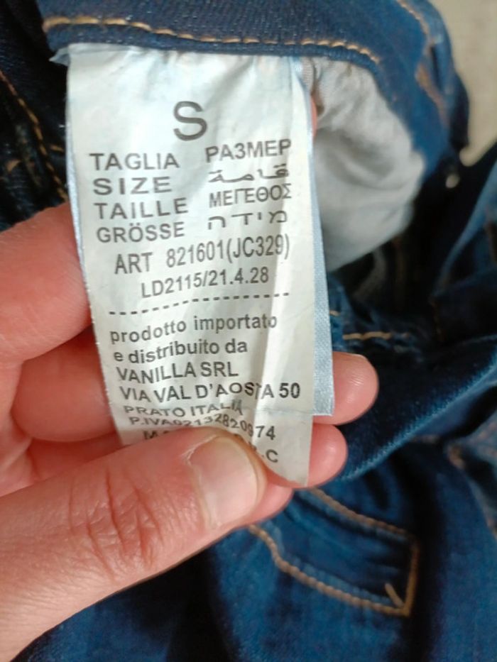 Jean taille haute avec ceinture assorti Denim - Taille S Convient M- Bleu marine - photo numéro 4