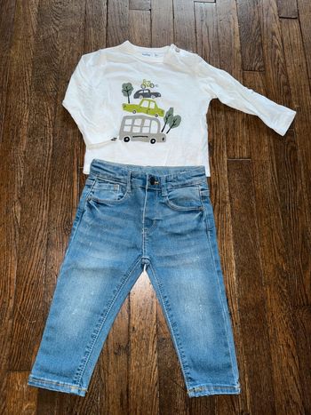 T-shirt Bout’chou et jeans Zara 12 mois