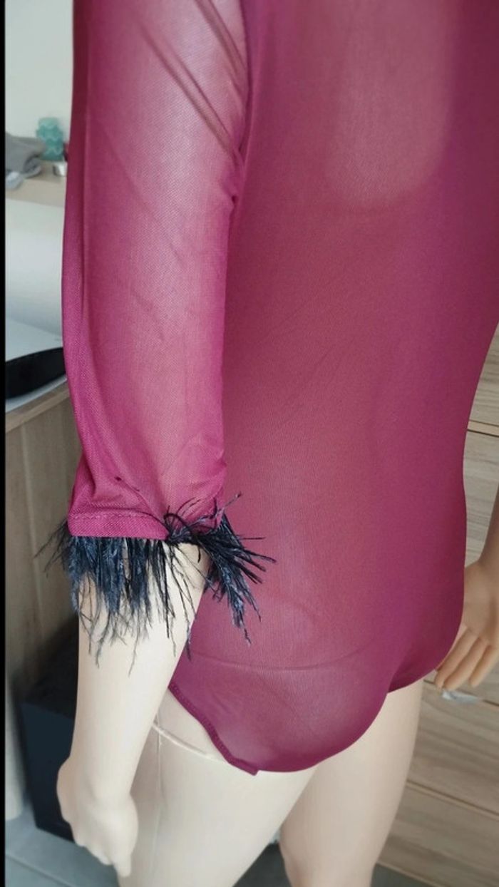 Body bordeaux femme taille m manche noir - photo numéro 9