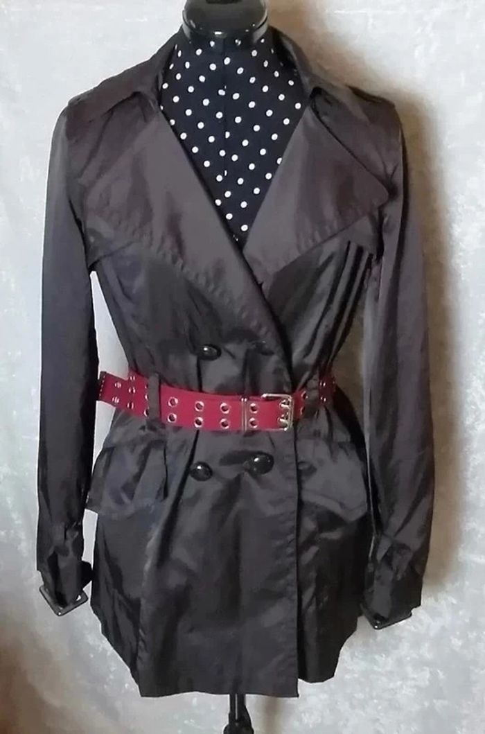 Trench noir ceinture rouge Mango Suit - photo numéro 2