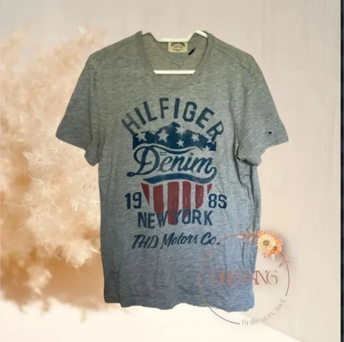 Homme M - t-shirt manche courte gris hilfiger