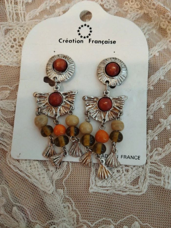 🌹Boucles D'Oreilles Vintage À Clips Métal Argenté & Perles "Jacky de G"Paris - photo numéro 14