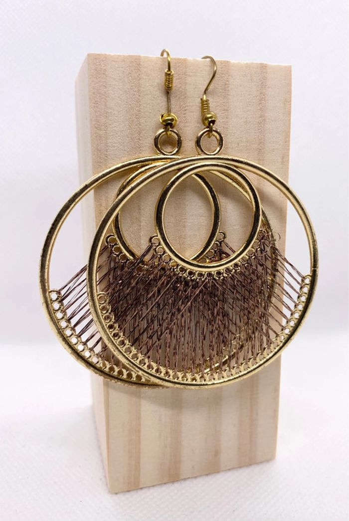 Créoles dorées marron - photo numéro 3