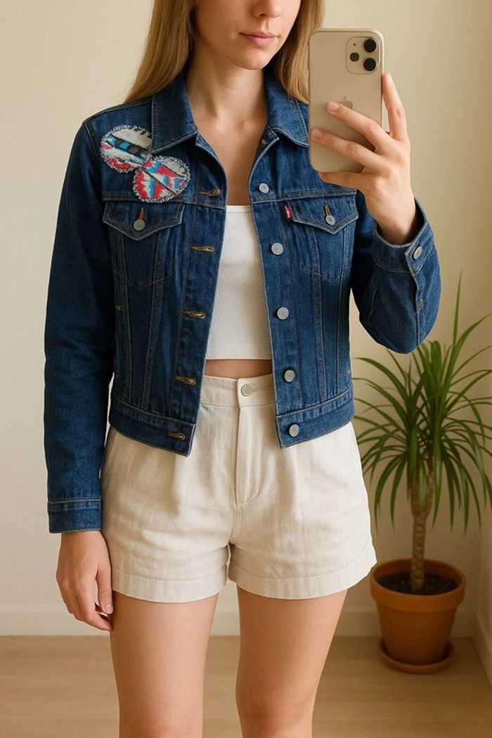 Veste en jean brodée dos et épaule Levi’s – Taille S