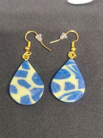 Boucles d'oreilles pendantes goutte en pâte polymère 