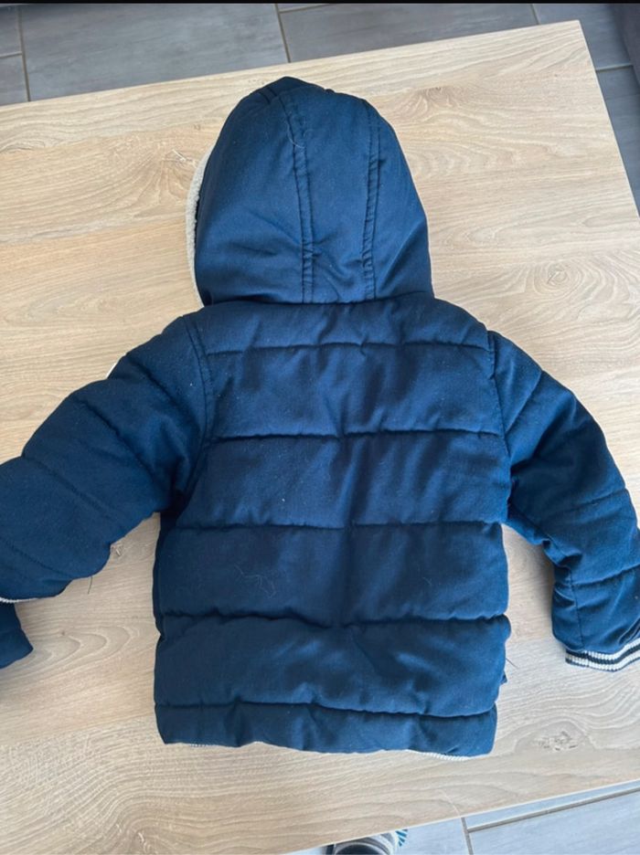 Manteau + bonnet okaidi doublé sherpa bleu bébé garçon 18 mois - photo numéro 4