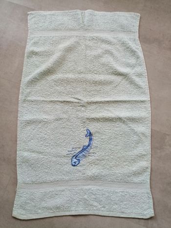 serviette verte brodée 73 x 46 cm