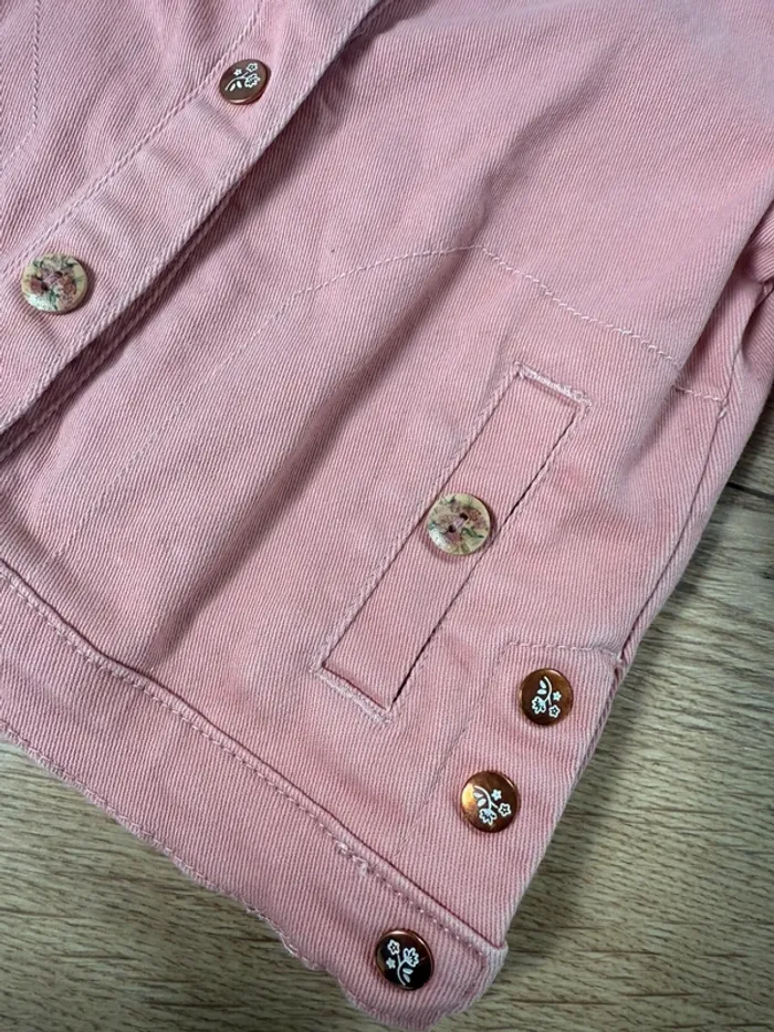 Veste sergent major customisé en jean rose fille 3 ans 98 cm - chat/arc-en-ciel - photo numéro 6