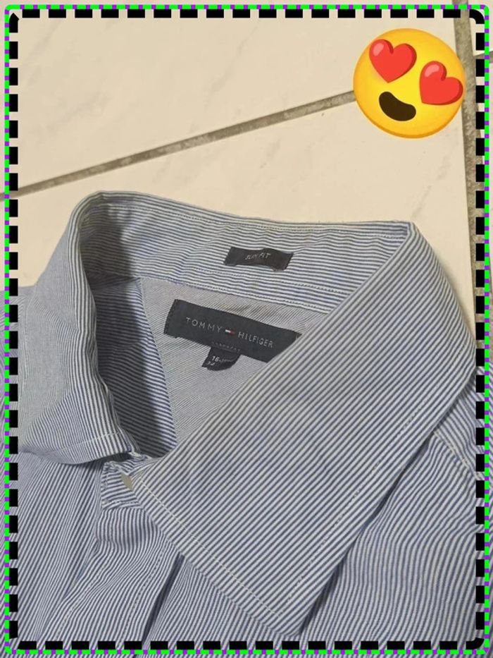 👔 Chemise à rayures Tommy Hilfiger – Blanc & Bleu – Taille 16½ 34-35 (équiv. XL Slim Fit) - photo numéro 7