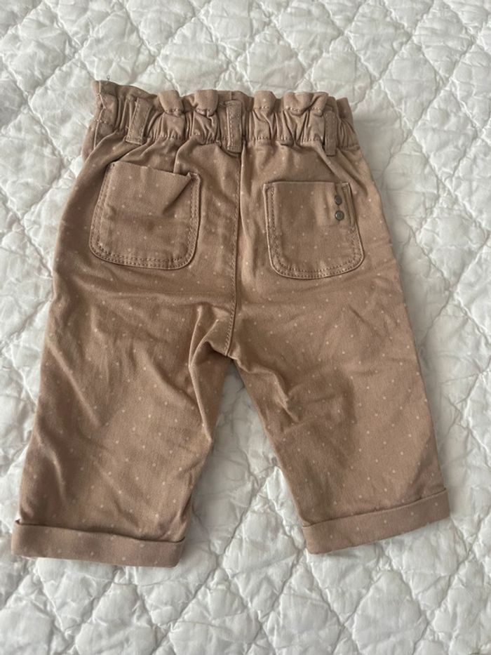 Petit pantalon marron à pois blanc clair 3 mois / 59cm Obaibi - photo numéro 2