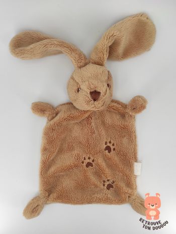 Doudou plat Lapin beige empreintes Nicotoy