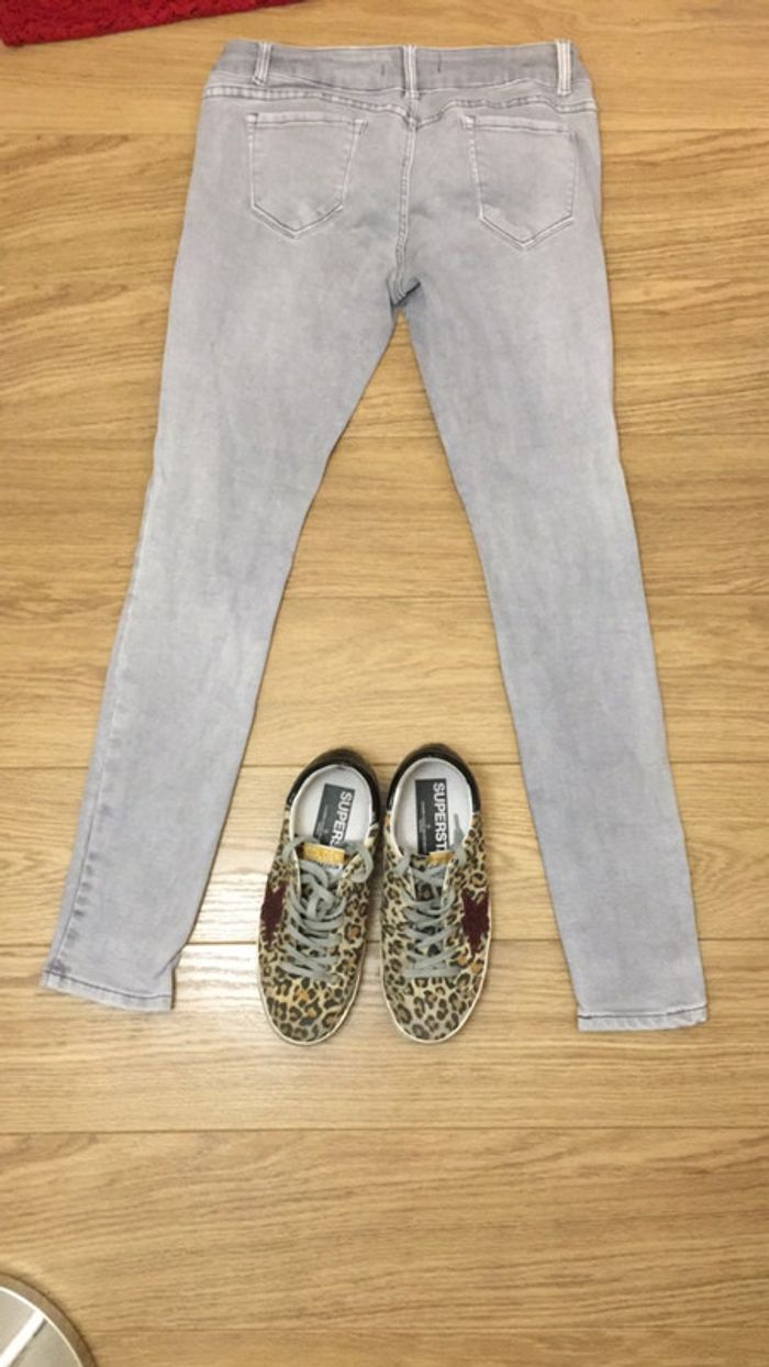 Slim gris clair taille 38 / pantalon élastique - photo numéro 4