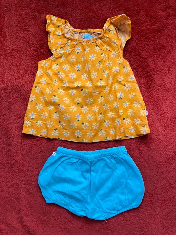Ensemble blouse manches courte et bloomer - 12 mois