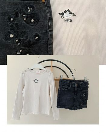 5 ans ensemble tape a l'oeil Teeshirt côtelé et short