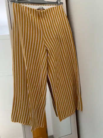 Pantalon fluide jaune et blanc S