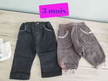 Lot de 2 pantalons fille 3 mois