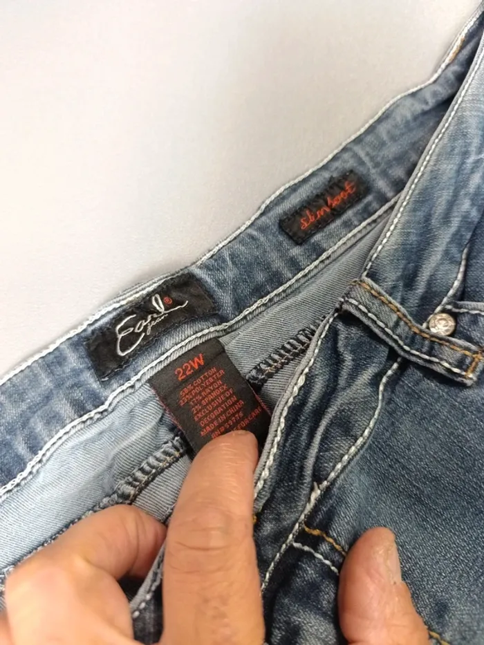 Jean denim boot cut hip hop style strass - W22 - photo numéro 6