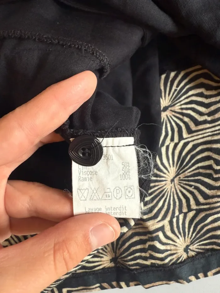 Blouse vintage en lin noir en très bon état taille 40 infinitif - photo numéro 8