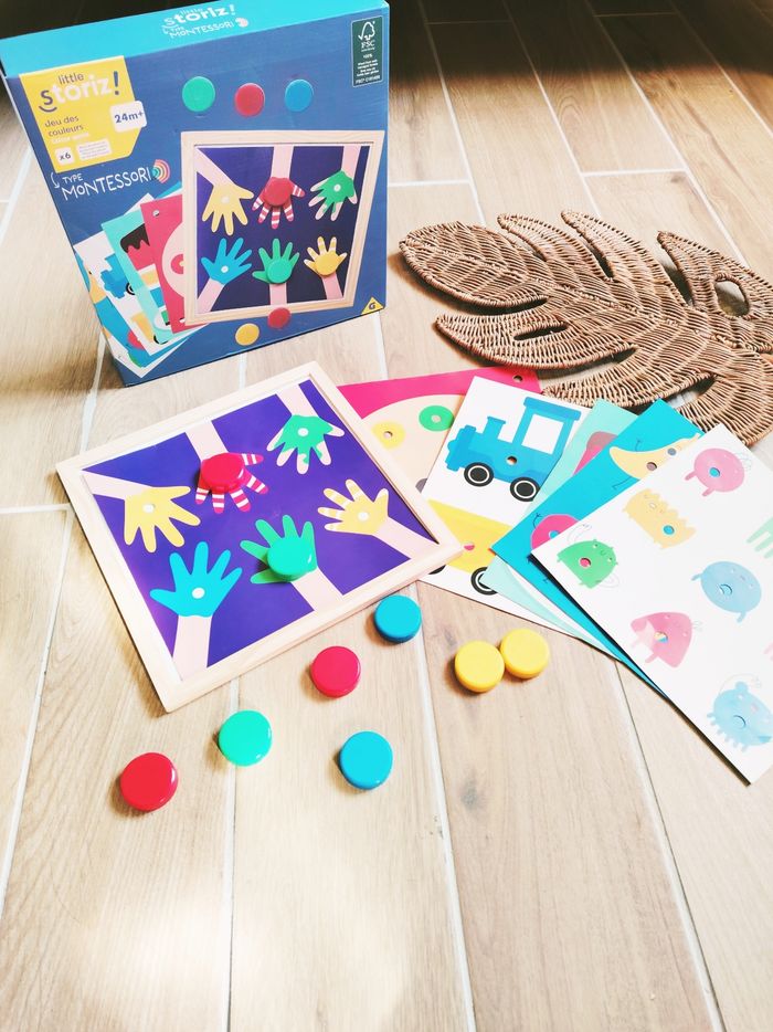 🌈Jeu des couleurs Montessori avec divers dessins et pions aimantés