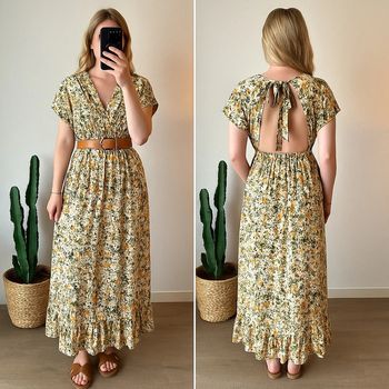 Belle robe longue à motifs fleuris et dos nu, taille S - New Collection