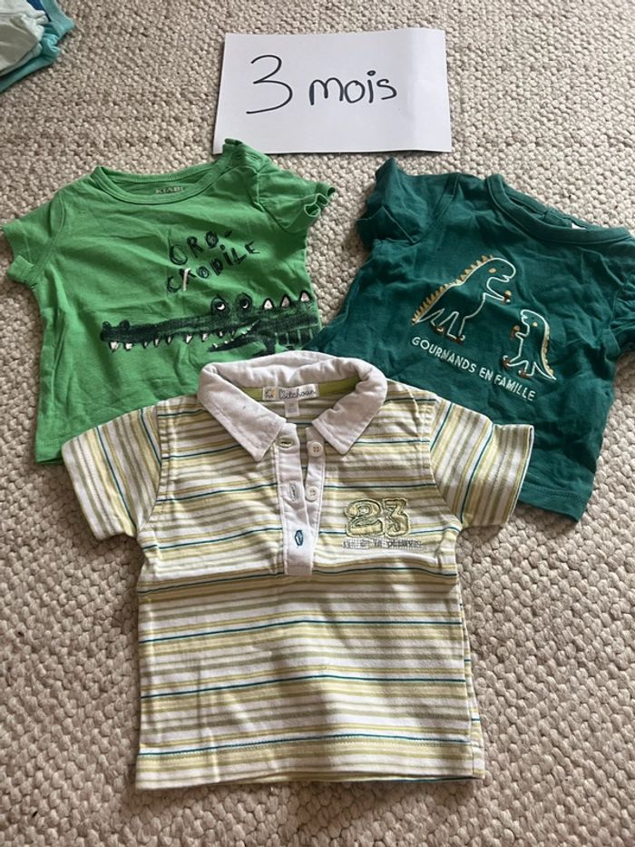 Lot tee shirt vert 3 mois