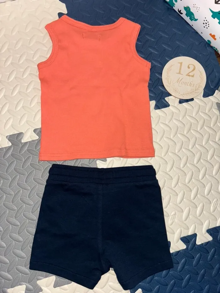 Ensemble/set short bleu-tee shirt orange 12 mois - photo numéro 6