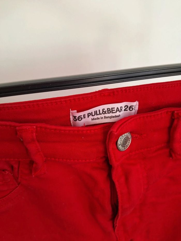 Jean rouge pull and bear femme 36 S - photo numéro 4