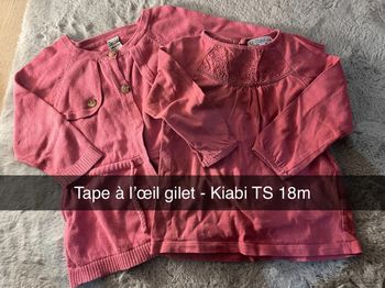 Ensemble rose/bordeaux t shirt et gilet 18m