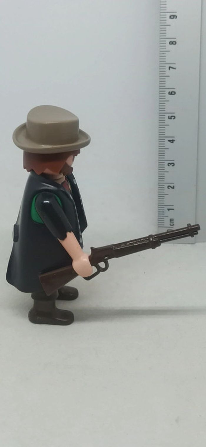 Homme Cowboy avec haut vert et manteau noir playmobil - photo numéro 4
