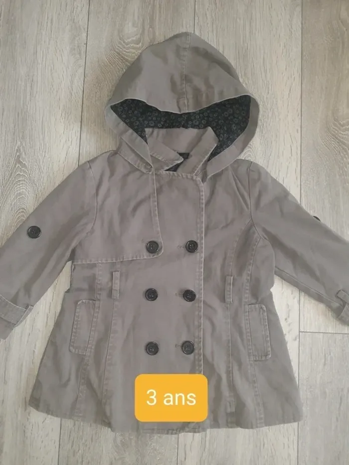 Veste trench marron kaki 3 ans