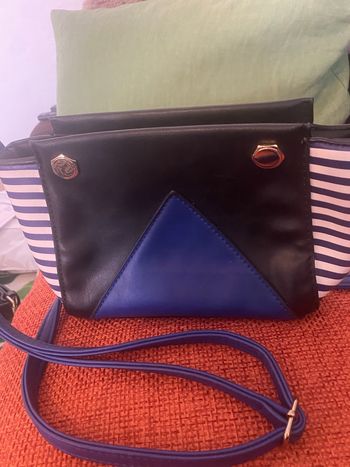 Sac à main bleu marine blanc TBE