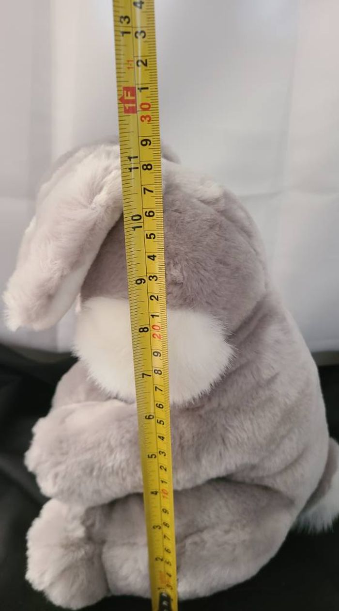 Peluche Lapin gris blanc Lascar 36 cm - photo numéro 5