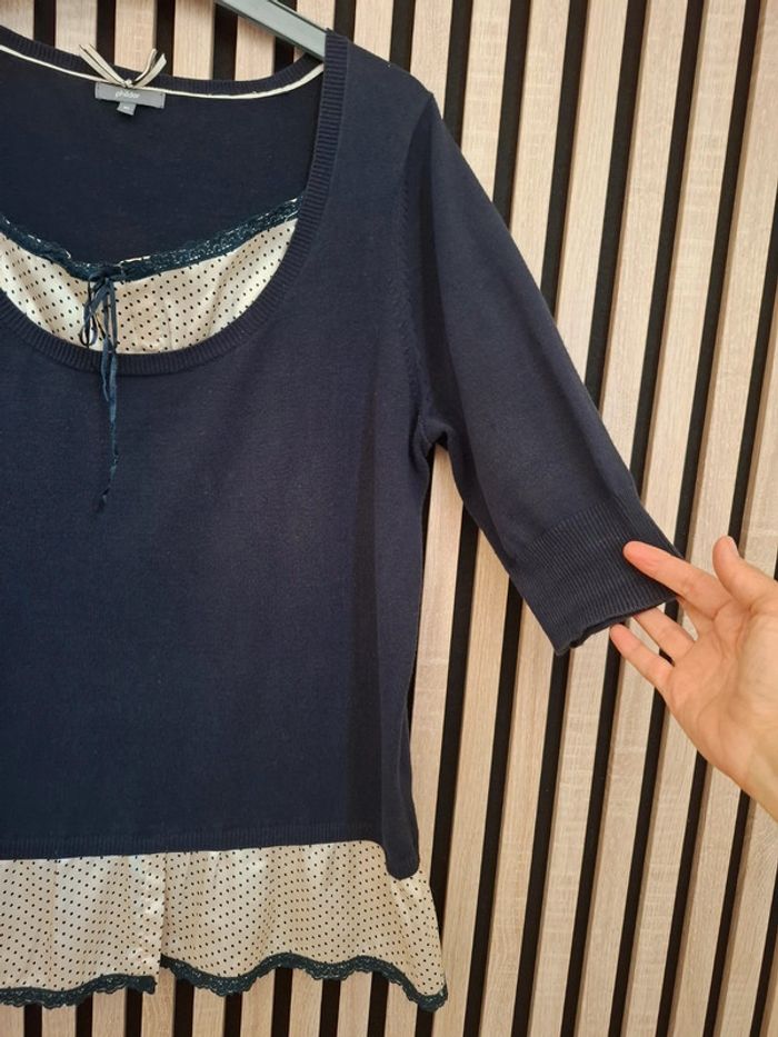 Pull bleu marine bohème Phildar T 42 - photo numéro 5