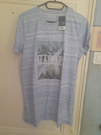 T-shirt bleu imprimé, marque Livergy, taille S