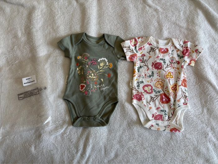 Lot de 2 bodies bébé “Petit Béguin” Fleurs & Nature – 3 mois (62 cm) - photo numéro 2