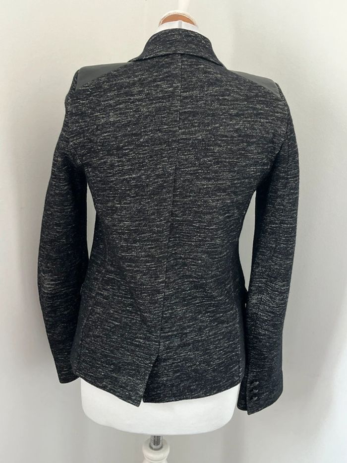 Veste blazer gris chiné et cuir Ikks S - photo numéro 7