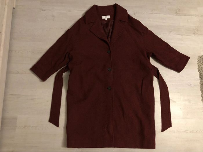 AN53- Manteau long épais bordeaux T44++  NEUF - photo numéro 3