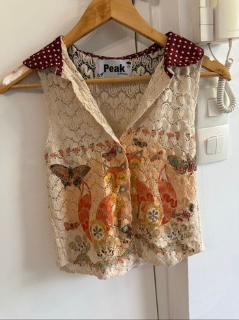 Blouse sans manches en dentelle abricot multicolore peak taille 34 XS