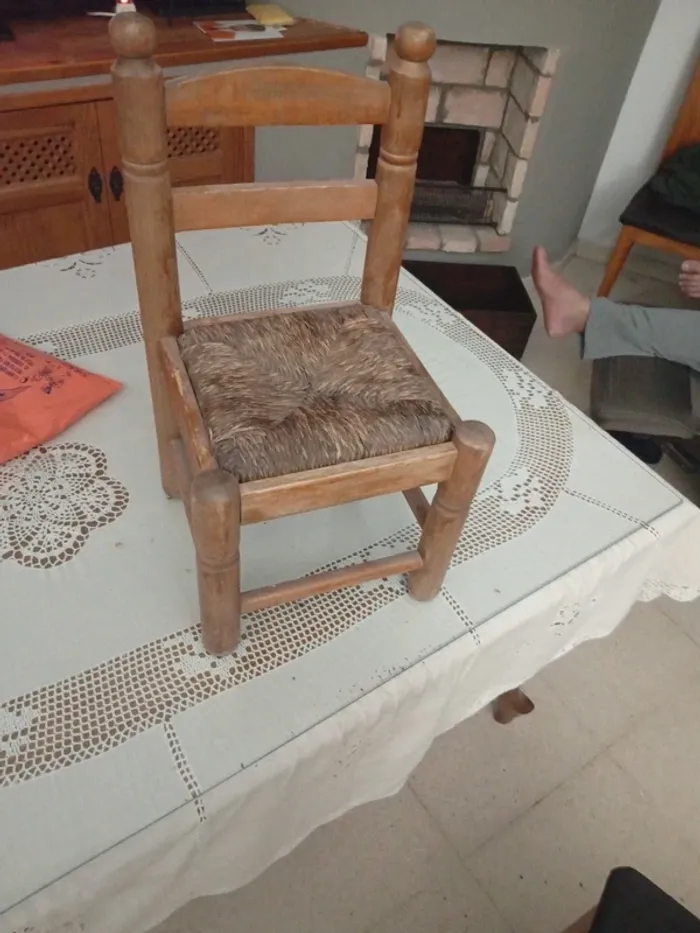 Silla de madera con asiento de enea - photo numéro 3