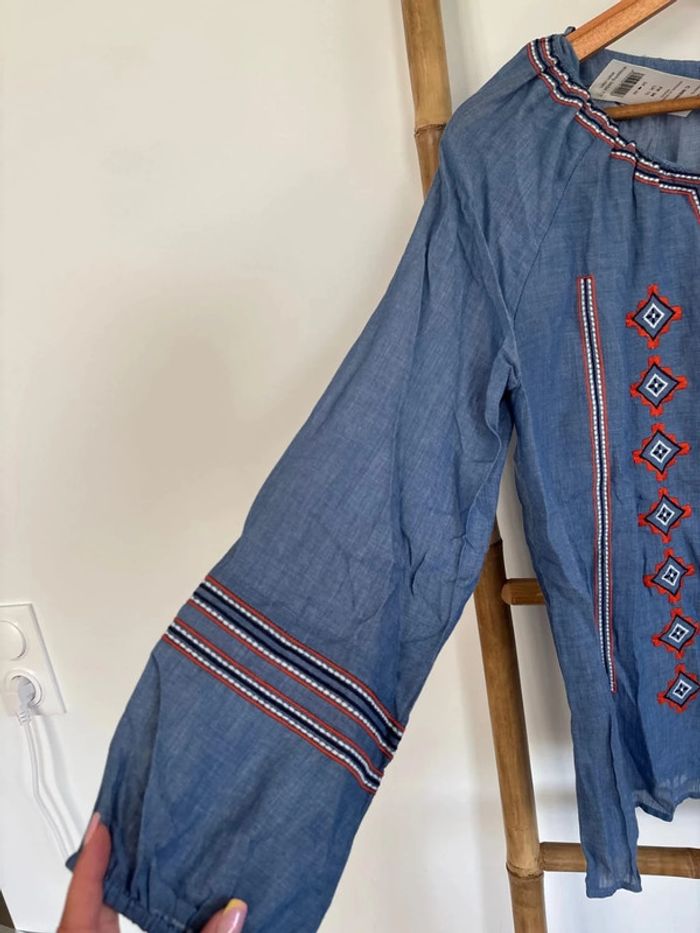 blouse bohème bleue etam taille 38 - photo numéro 5