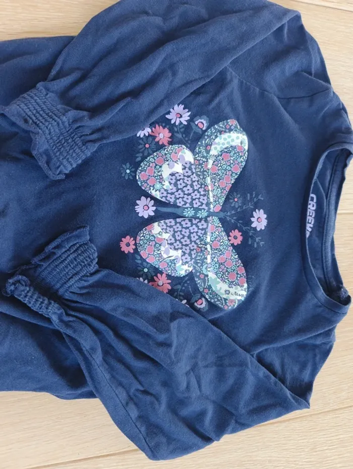 Joli T-shirt papillon bleu marine Creeks - photo numéro 2